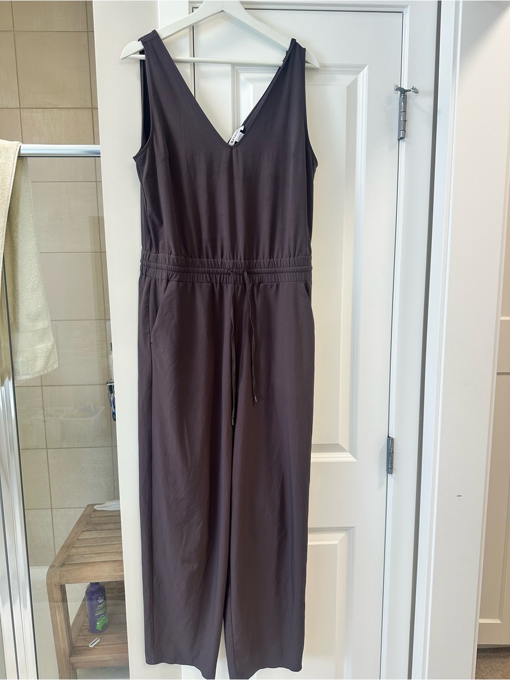 Athleta Dark Brown Sleeveless V-Neck Jumpsuit